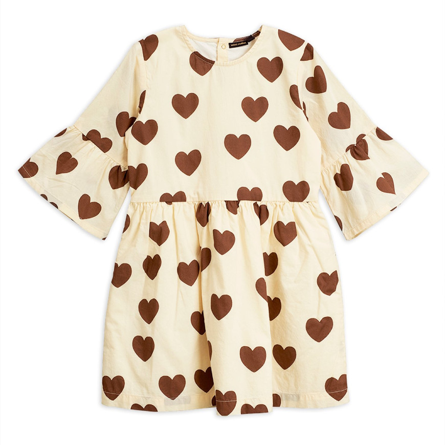 Hearts Flared Sleeve Dress Offwhite