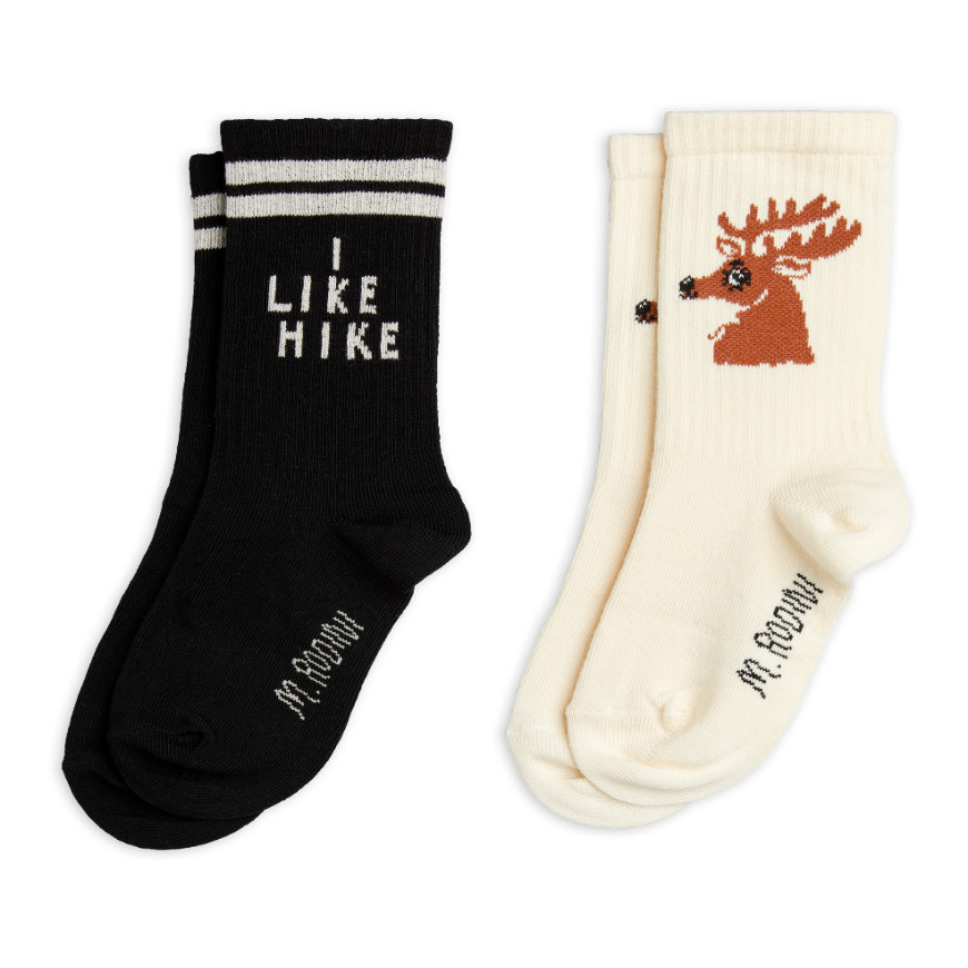 Hike + Deer Socks 2 Pack Black