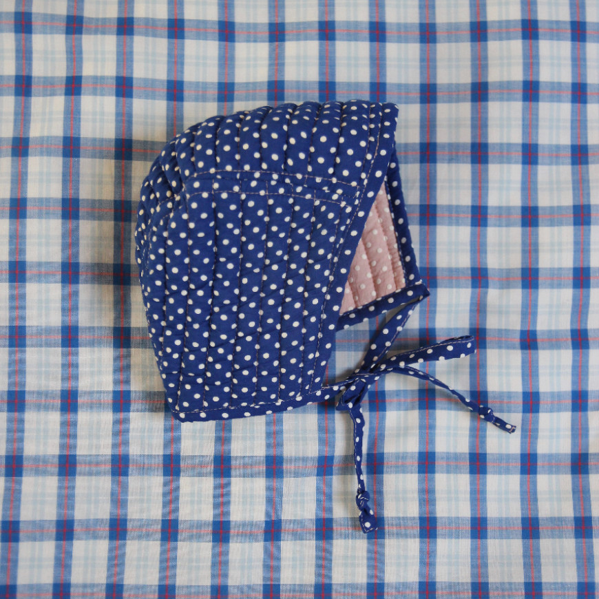 Reversible Baby Cap - Blue/Pink Dots
