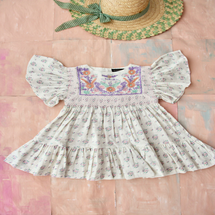 New Rosalie Dress with New Sleeves Small Pastels Flowers Print