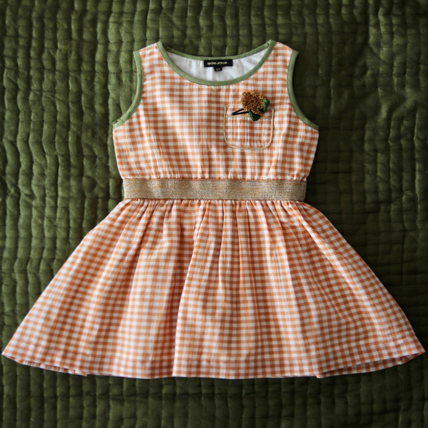 Derbardeur Dress Orange Check