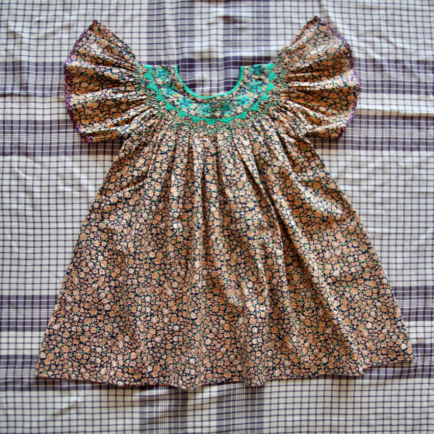 Butterfly Dress Blue Flowers Print