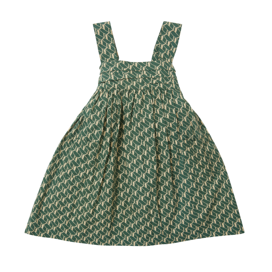 Abelia Dress Emerald Geo Print