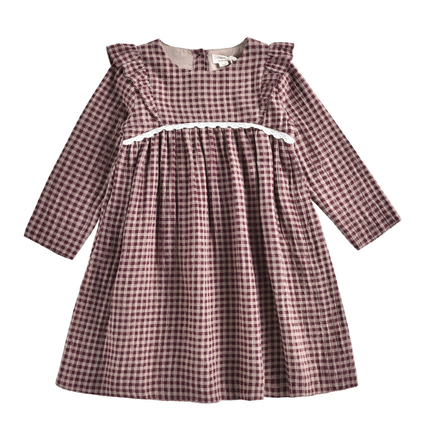 Alaka Dress Aubergine Vichy