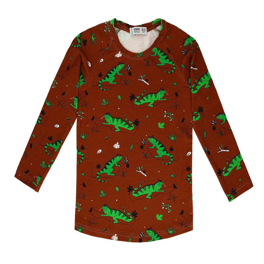Long Sleeve Tshirt lgnacio the lguana Brown