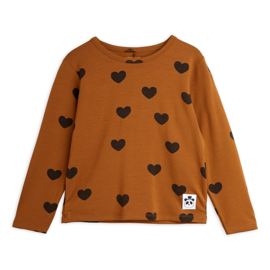 Basic Hearts LS Tee Brown
