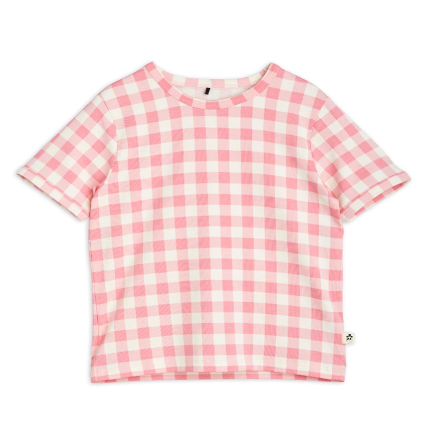 Gingham Check Aop SS Tee Pink
