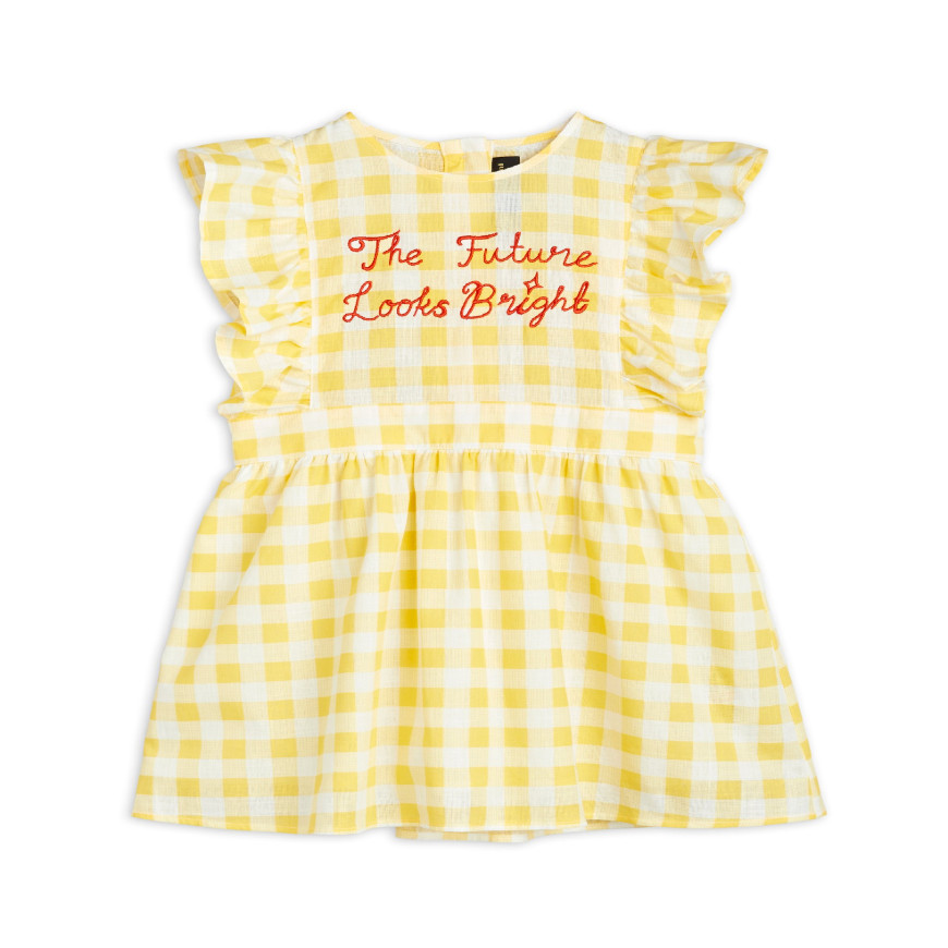 Gingham Check Woven Dress Yellow