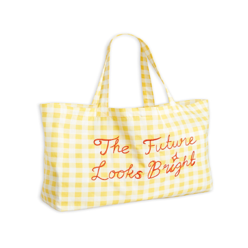 Gingham Check Beach Bag Yellow