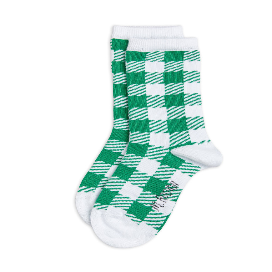 Gingham Check Sock Green