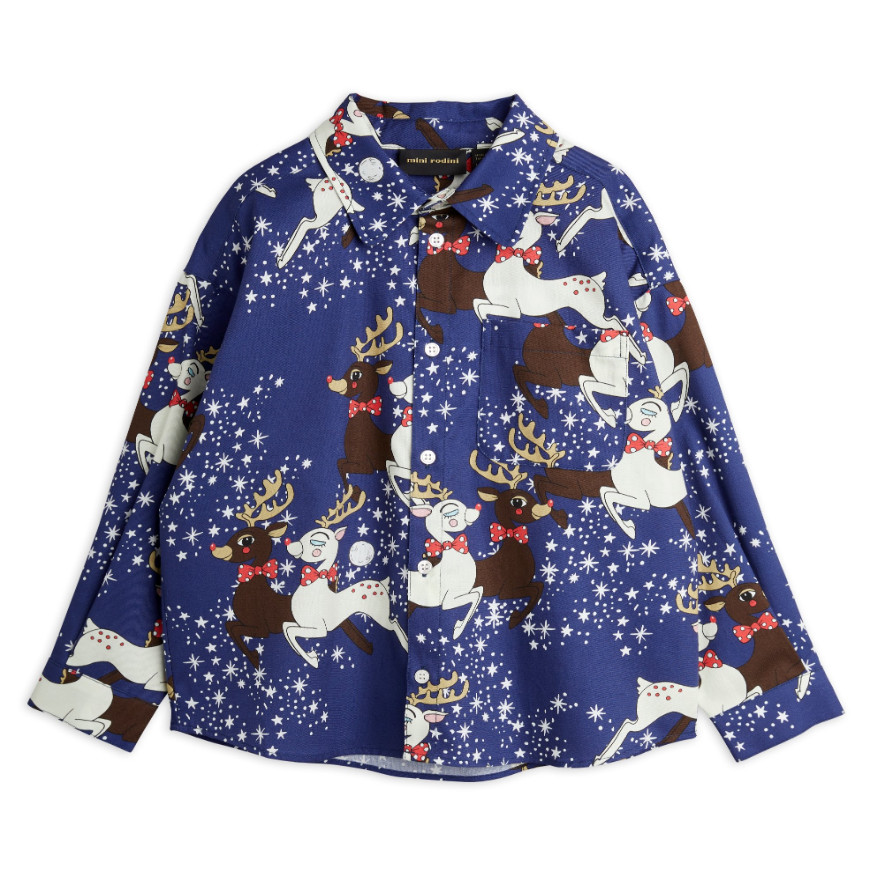 Reindeer Woven Shirt Blue