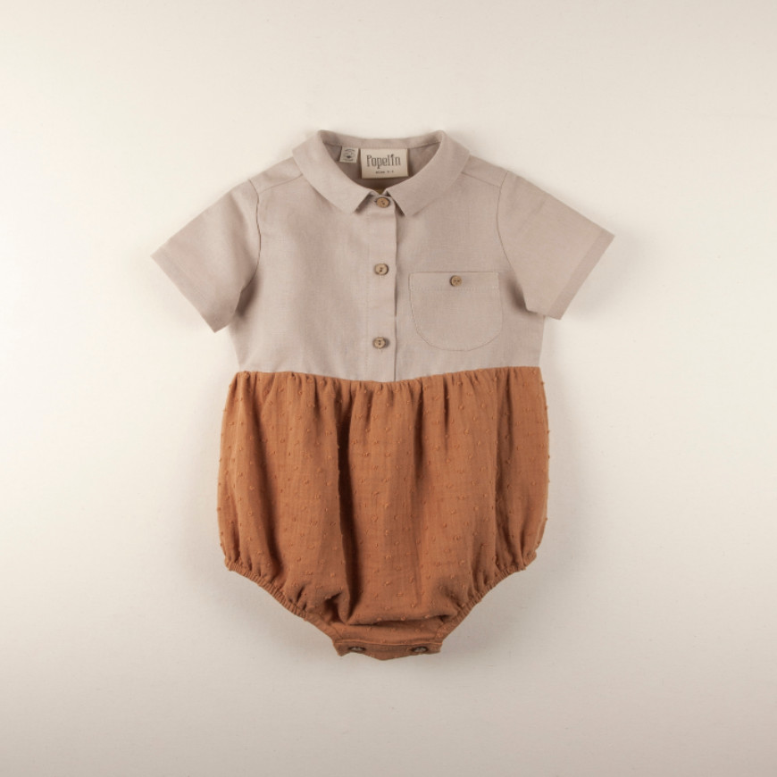 Terracotta Shirt Style Romper Suit
