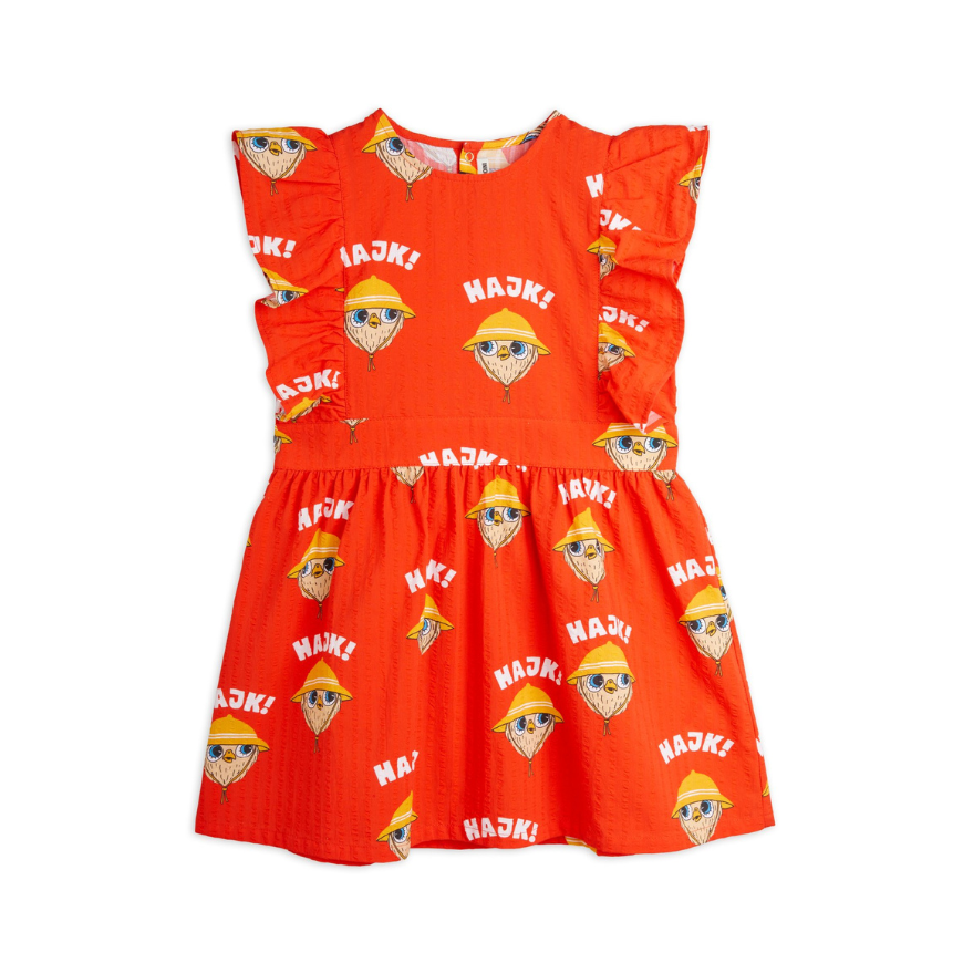 Hike Woven Ruffle Dress Red