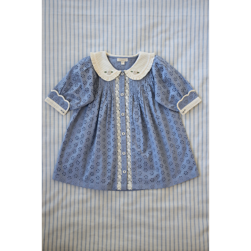 Madeleine Tunique Blue Broderie Anglaise