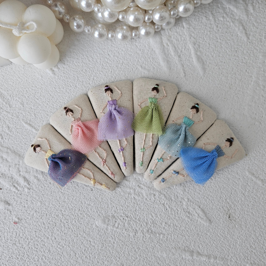 Handmade Ballerina Embroidered Hair Clip