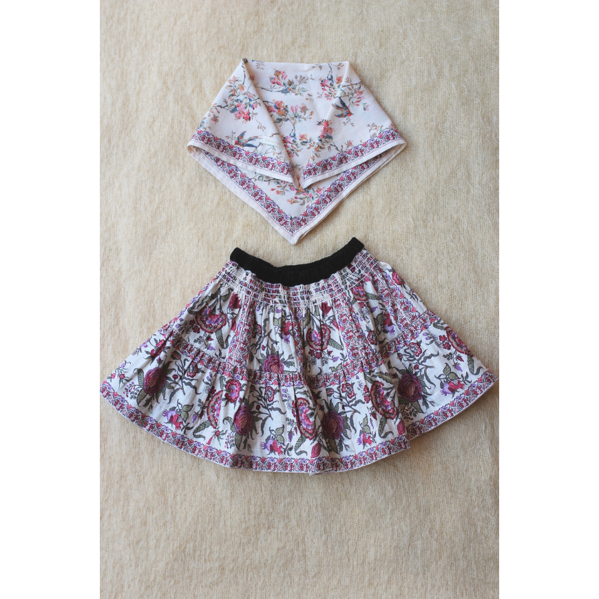 Skirt and Scarf Provence Flower Print & Birds Flower Print Scarf