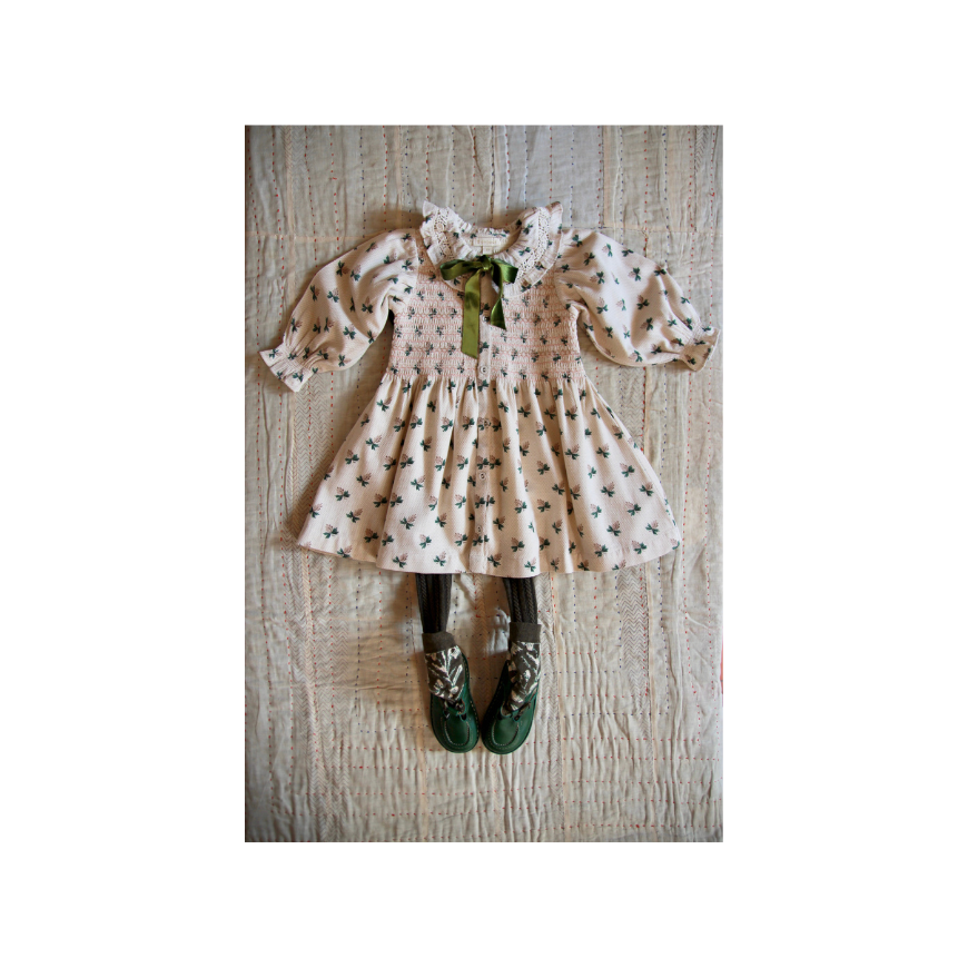 Romantic Long Tunique Hazelnut Flowers Print