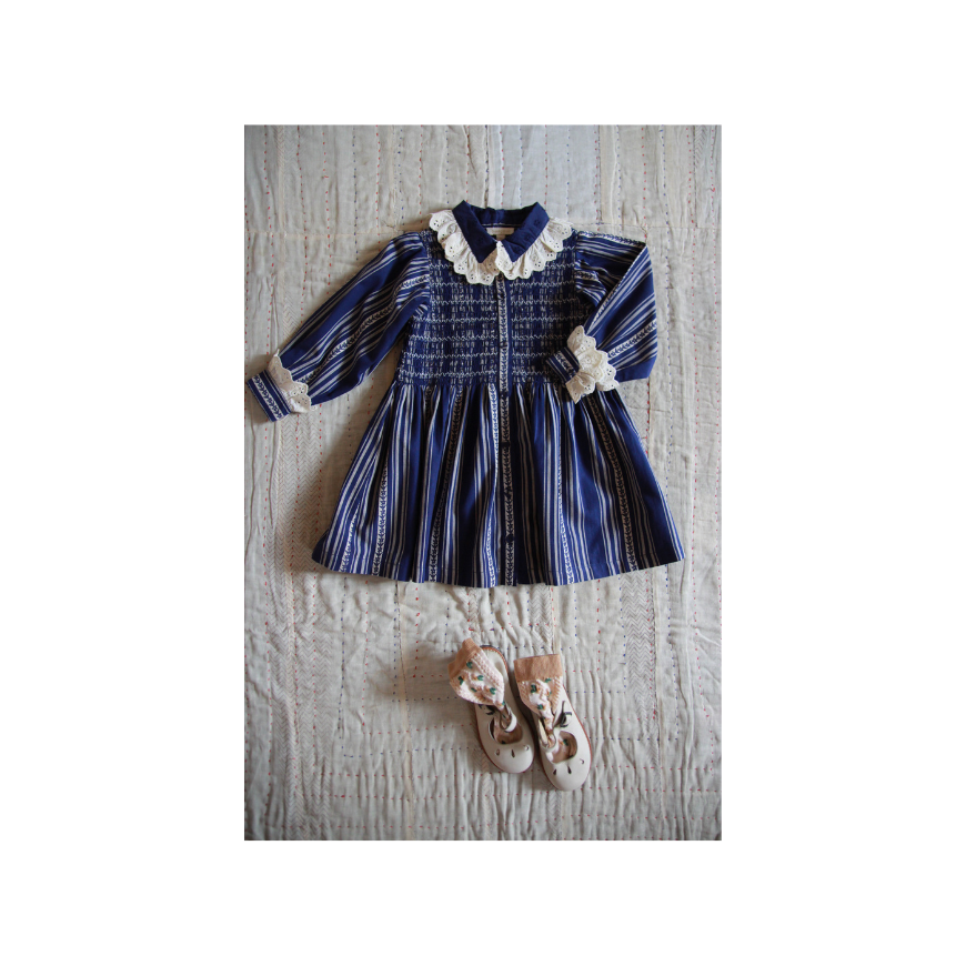 Long Tunique Jacquard Blue Mattress Stripe