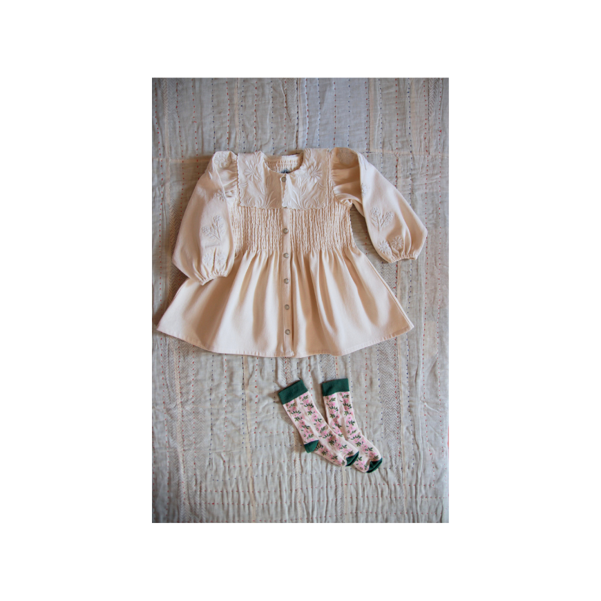 Embroidered Tunique Ivory Garment Dyed Denim