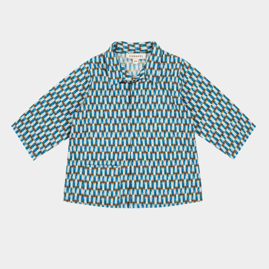 Piper Baby Shirt Blue Geo Print