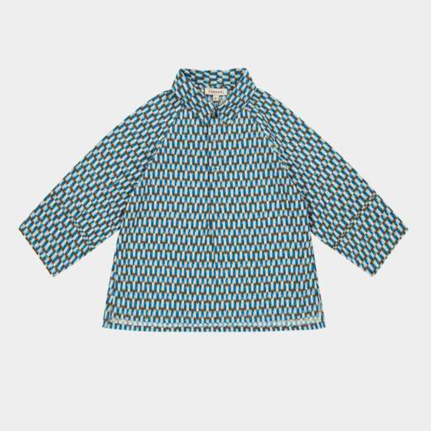 Burdock Shirt Blue Geo Print