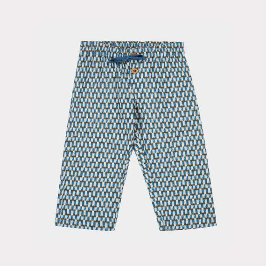 Ficus Trouser Blue Geo Print
