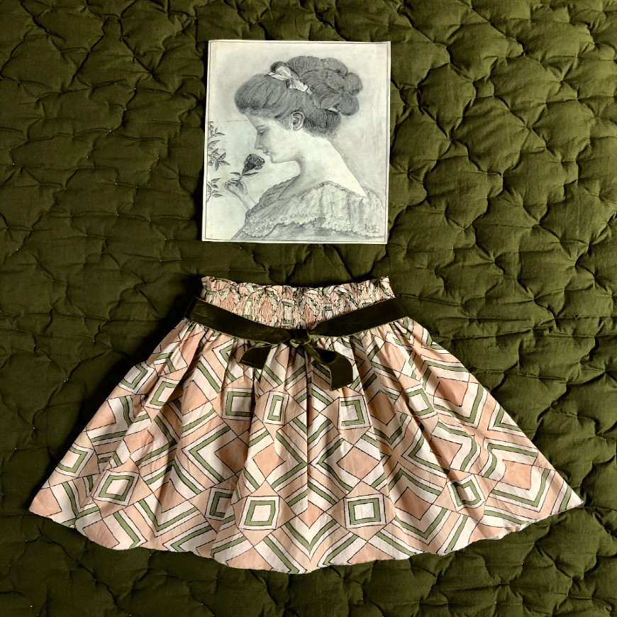 Knee Length Skirt Tile Print