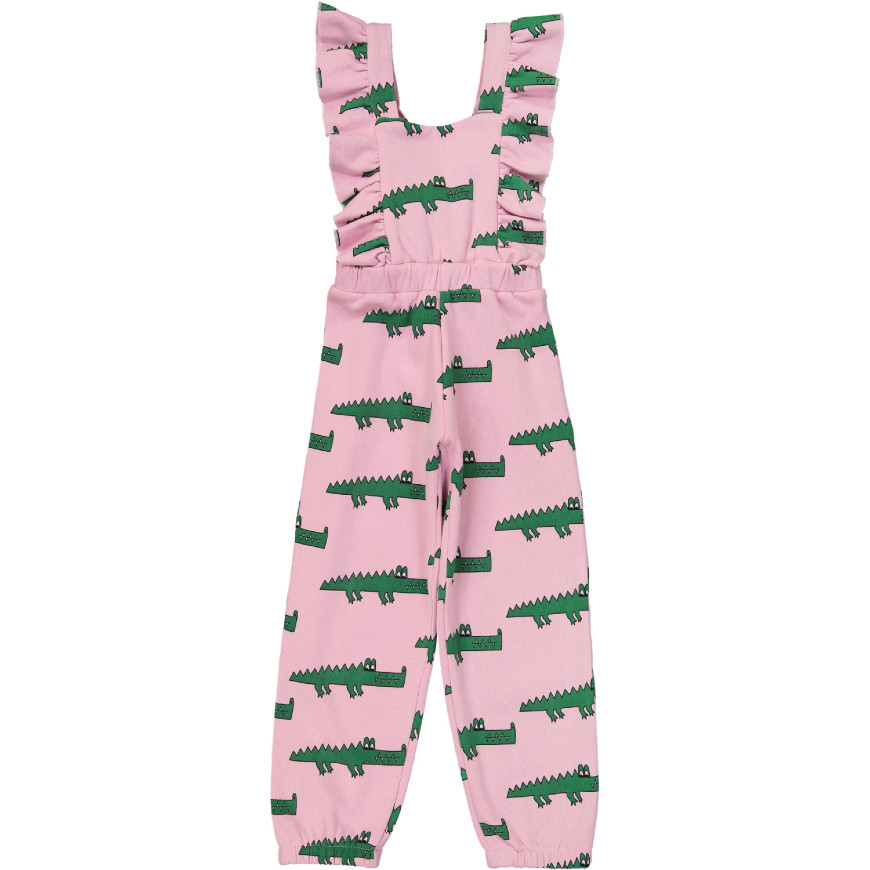 Pink Crocodile Ruffled Jumpsuit